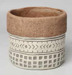 JLAK445 2025 New bag design cement flower pot with geometric pattern