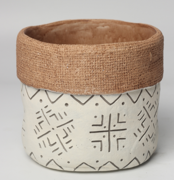 JLAK445 2025 New bag design cement flower pot with geometric pattern