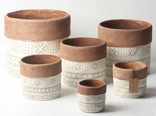 JLAK445 2025 New bag design cement flower pot with geometric pattern