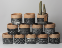 JLAK445 2025 New bag design cement flower pot with geometric pattern