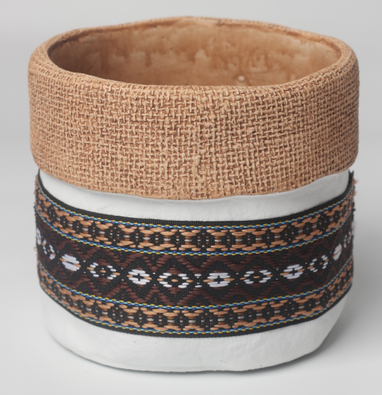 JLAK447  New creative Bag designed cement planter pot with facbric sleeve