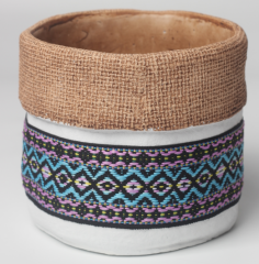 JLAK447  New creative Bag designed cement planter pot with facbric sleeve