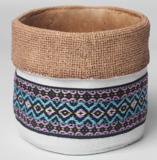 JLAK447  New creative Bag designed cement planter pot with facbric sleeve