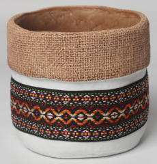 JLAK447  New creative Bag designed cement planter pot with facbric sleeve