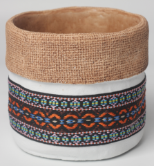 JLAK447  New creative Bag designed cement planter pot with facbric sleeve
