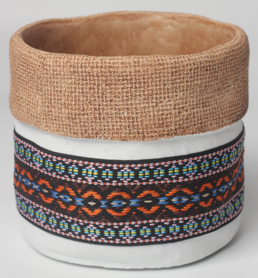 JLAK447  New creative Bag designed cement planter pot with facbric sleeve