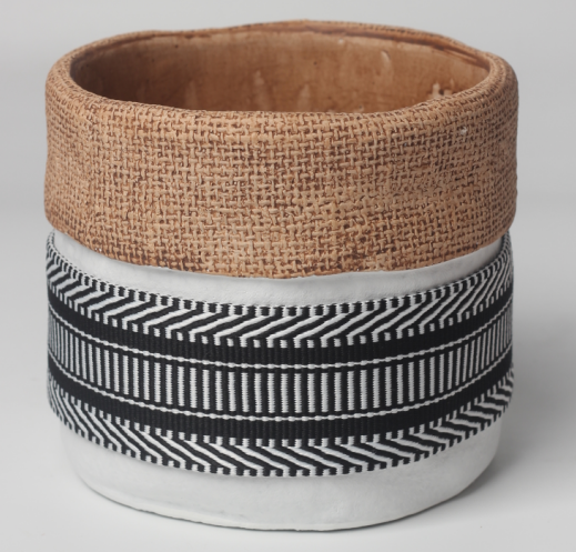 JLAK447  New creative Bag designed cement planter pot with facbric sleeve