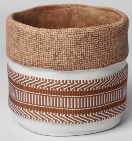 JLAK447  New creative Bag designed cement planter pot with facbric sleeve