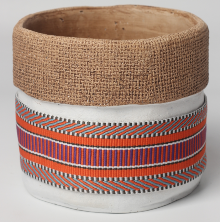 JLAK447  New creative Bag designed cement planter pot with facbric sleeve