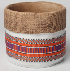 JLAK447  New creative Bag designed cement planter pot with facbric sleeve