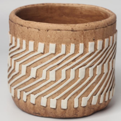 JLAK448  New design embossed cement plant pot with geometric pattern