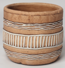 JLAK448  New design embossed cement plant pot with geometric pattern