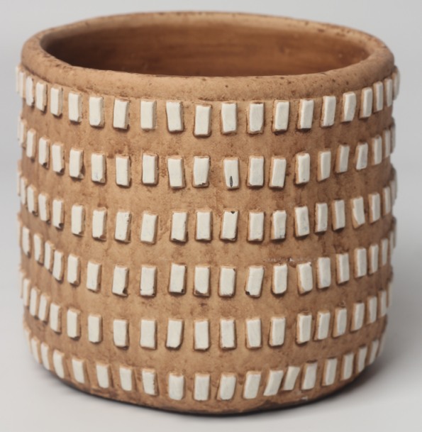 JLAK448  New design embossed cement plant pot with geometric pattern