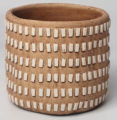 JLAK448  New design embossed cement plant pot with geometric pattern