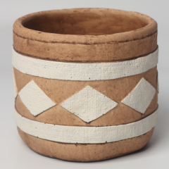 JLAK448  New design embossed cement plant pot with geometric pattern