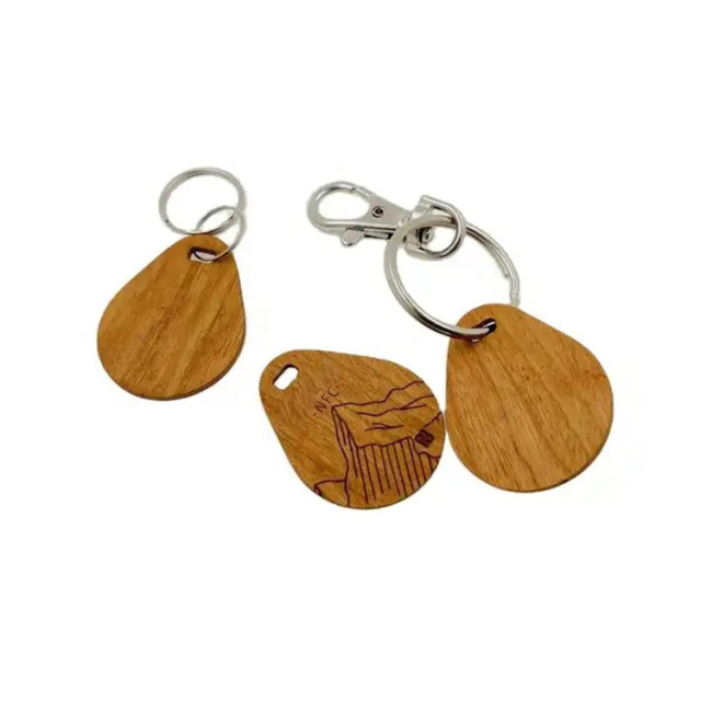 Wooden Customize 125khz rfid keyfobs waterproof key ring rfid tag keyfob