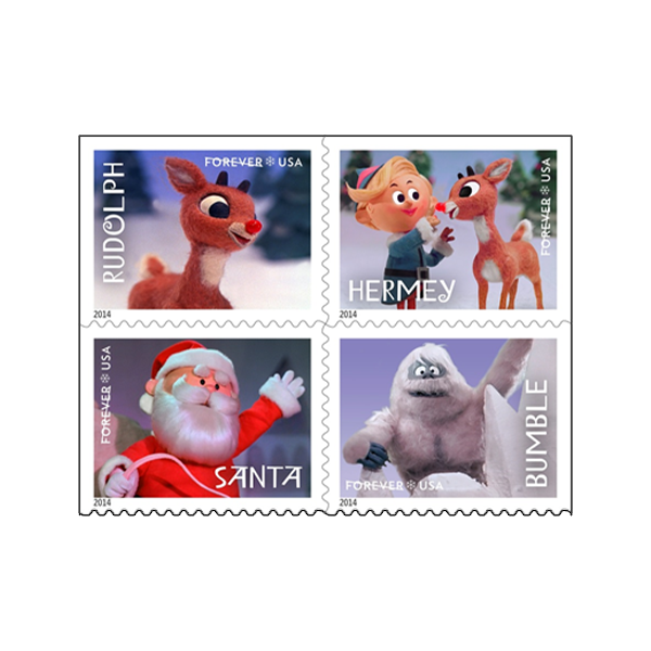 100 Forever Stamps 2014 USPS First-Class U.S. Postage Rudolph the Red-Nosed Reindeer Stamp 5 Books (20PCS/Book)