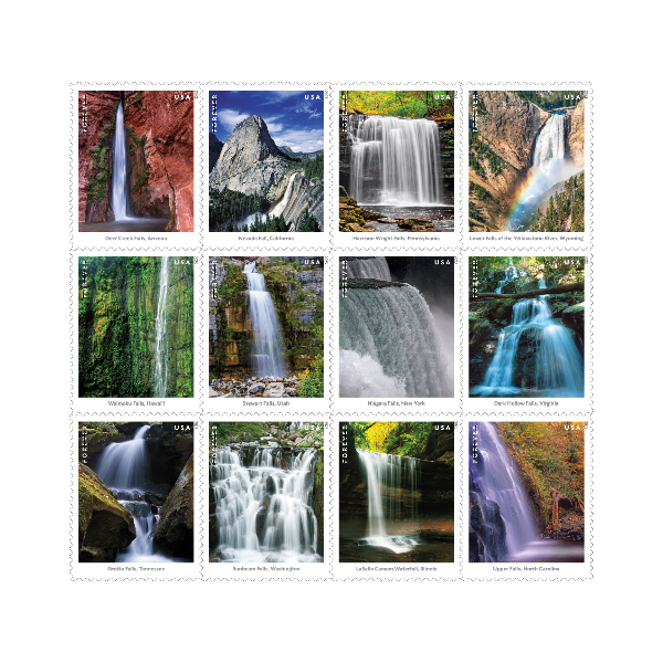 60 Forever Stamps 2023 USPS First-Class Waterfalls 2023 Stamp 5 Books (12PCS/Book)