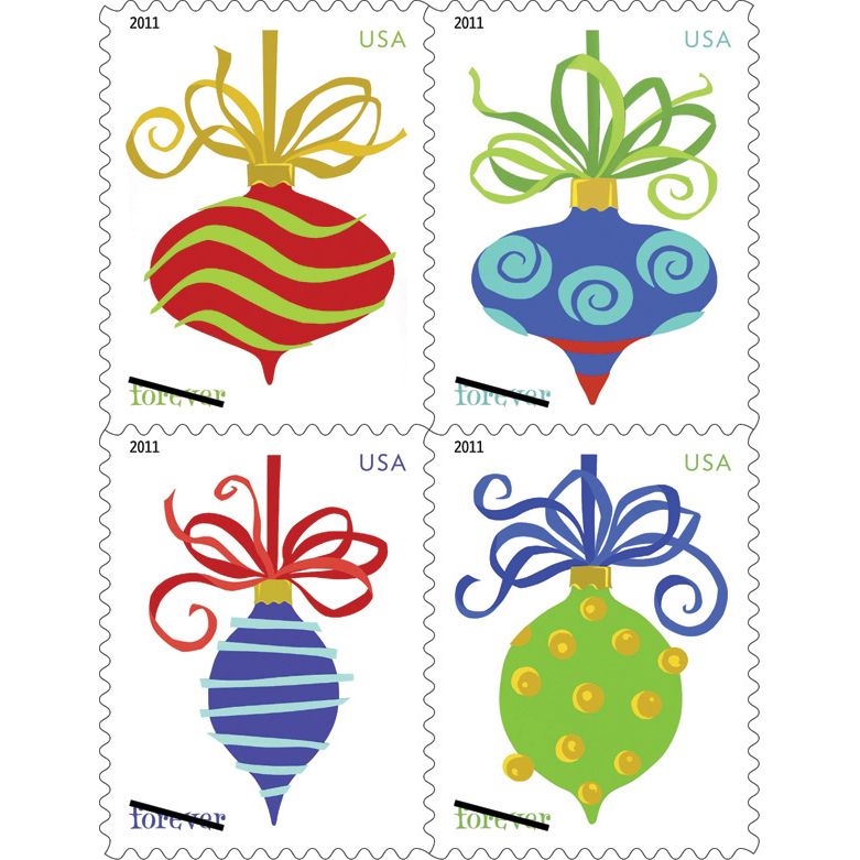 100 Forever Stamps 2011 USPS First-Class Holiday Decorations 2011 Stamp 5 Books (20pcs/Book)