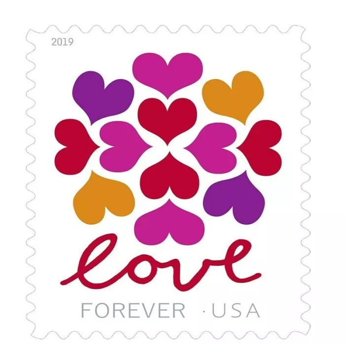 100 Forever Stamps 2019 USPS First-Class U.S. Postage Hearts Blossom Love Stamp 5 Books (20PCS/Book)