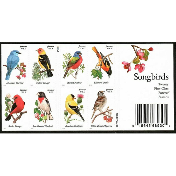 100 Forever Stamps 2014 USPS First-Class Songbird 2014 Stamp 5 Books (20PCS/Book)