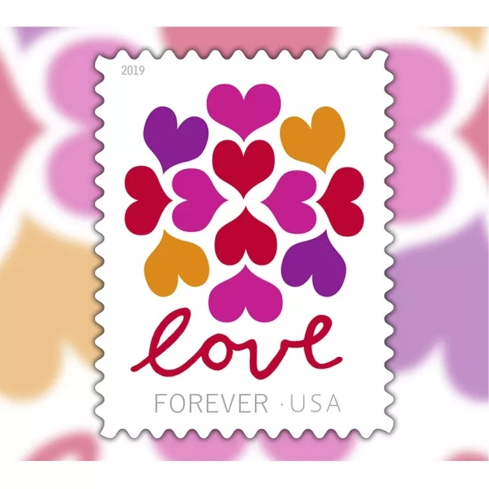 100 Forever Stamps 2019 USPS First-Class U.S. Postage Hearts Blossom Love Stamp 5 Books (20PCS/Book)