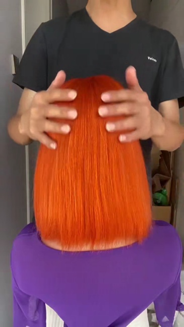 Lyra Wig Orange Double Drawn Bone Straight Human Hair Wigs