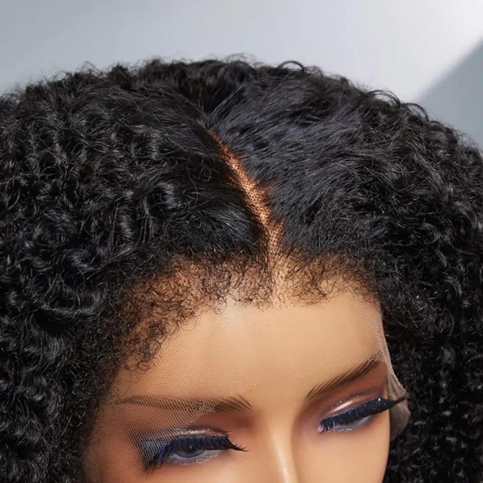 4C Kinky Edges Hairline Human Hair 13X4 Lace Front Wigs
