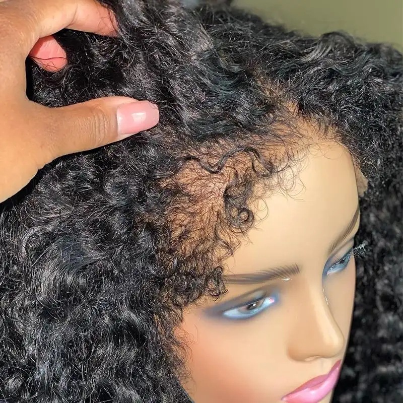 4C Kinky Edges Hairline Human Hair 13X4 Lace Front Wigs