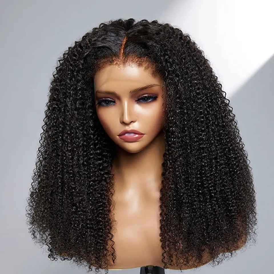 4C Kinky Edges Hairline Human Hair 13X4 Lace Front Wigs