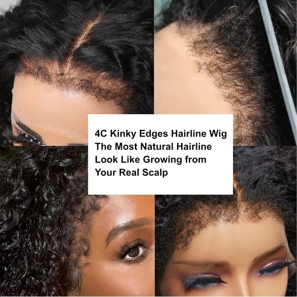 4C Kinky Edges Hairline Human Hair 13X4 Lace Front Wigs
