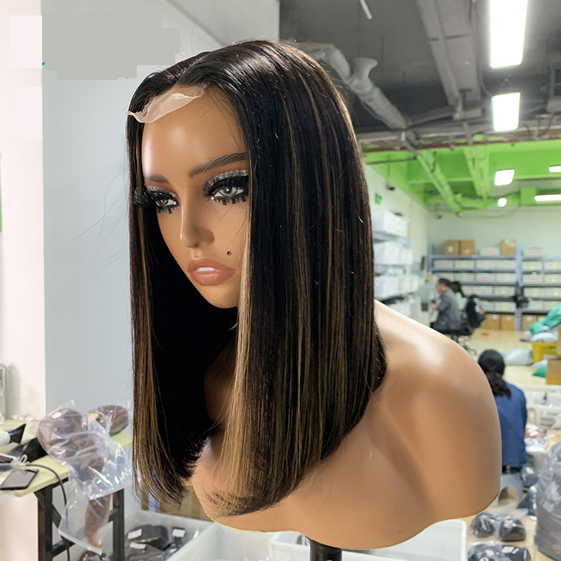 P1b/8Highlight 2*6 kim closure BOB Human Hair Wig
