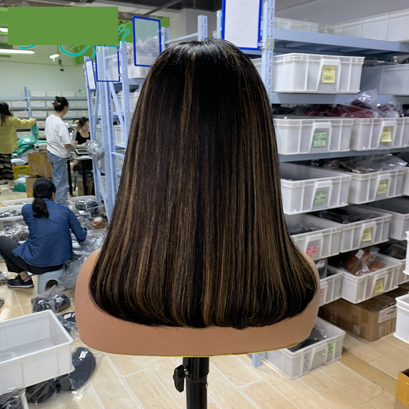 P1b/8Highlight 2*6 kim closure BOB Human Hair Wig