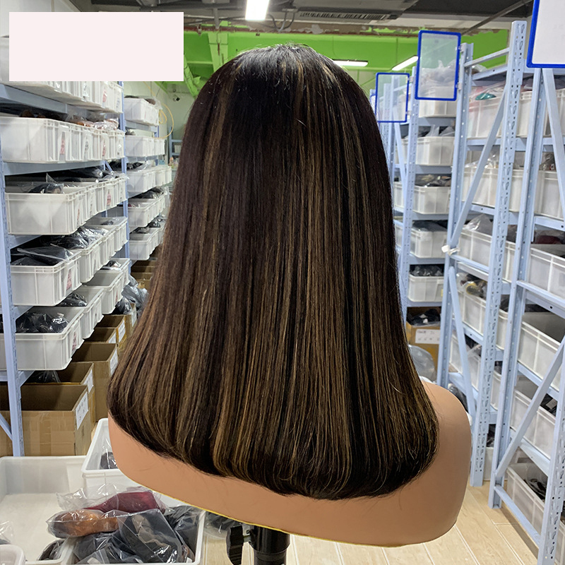 P1b/8Highlight 2*6 kim closure BOB Human Hair Wig