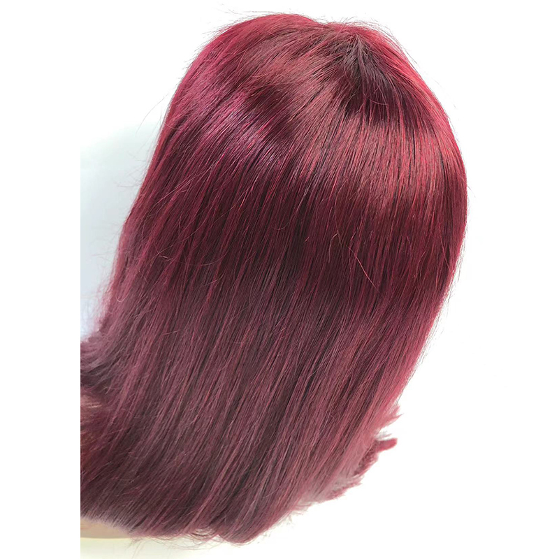 Short Bob Wig 99J Burgundy With Red Human Hair Wigs