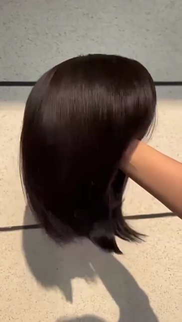 Human hair Fringe Bob Wig Machine Made Bob Wig With Bang