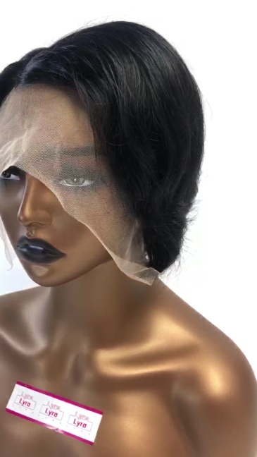 100% Human hair Short Pixie Wig T Part Side Part Short Wig