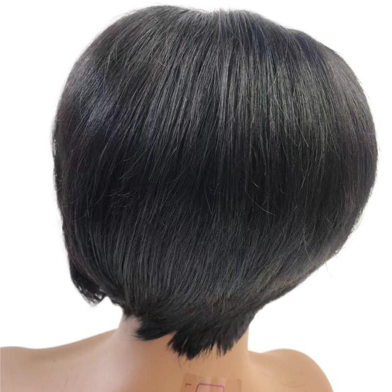 100% Human hair Short Pixie Wig T Part Side Part Short Wig