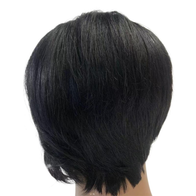 100% Human hair Short Pixie Wig T Part Side Part Short Wig