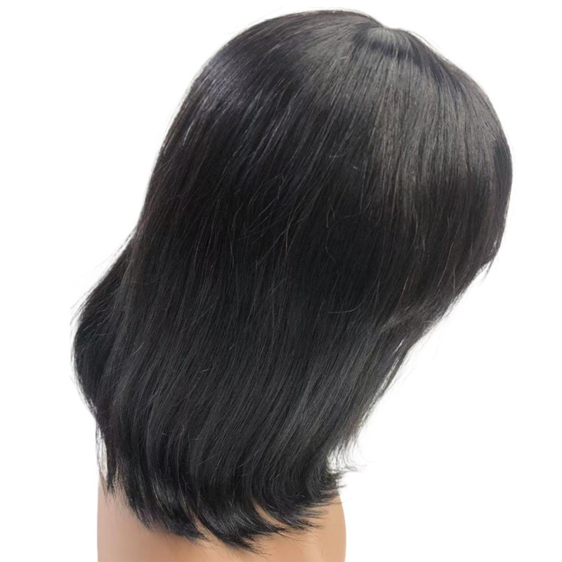 Human hair Fringe Bob Wig Machine Made Bob Wig With Bang