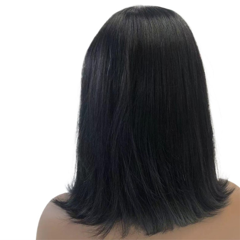 Human hair Fringe Bob Wig Machine Made Bob Wig With Bang