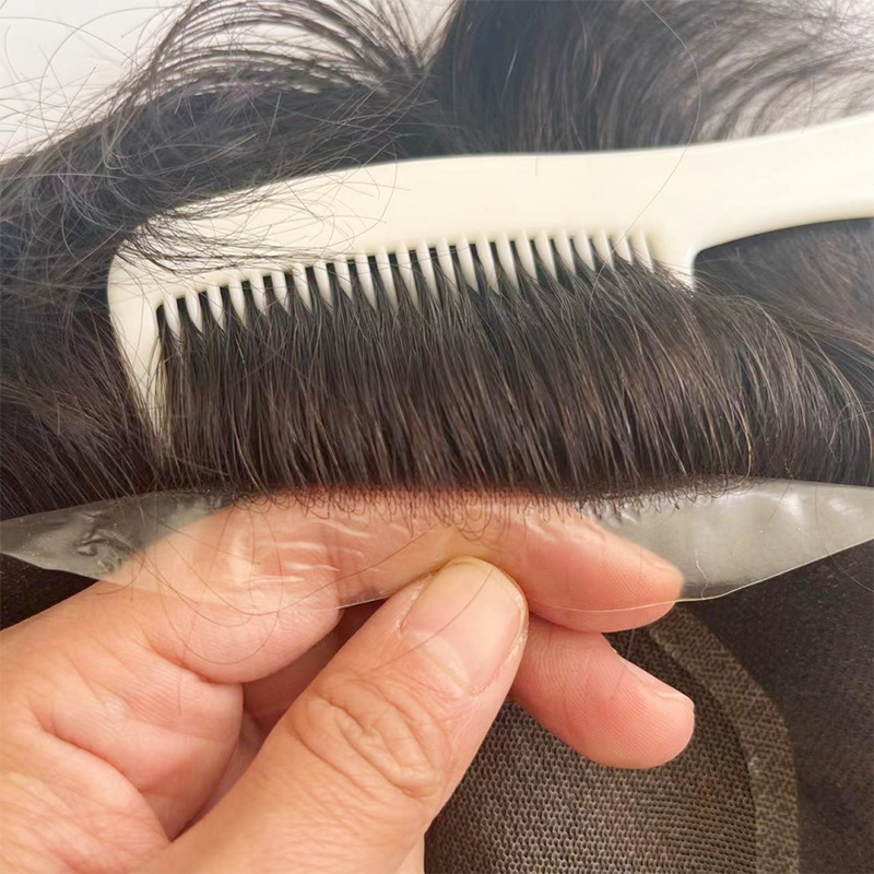 Australian PU Coated Perimeter Lace Natural Breathable Men's Hair Replacement