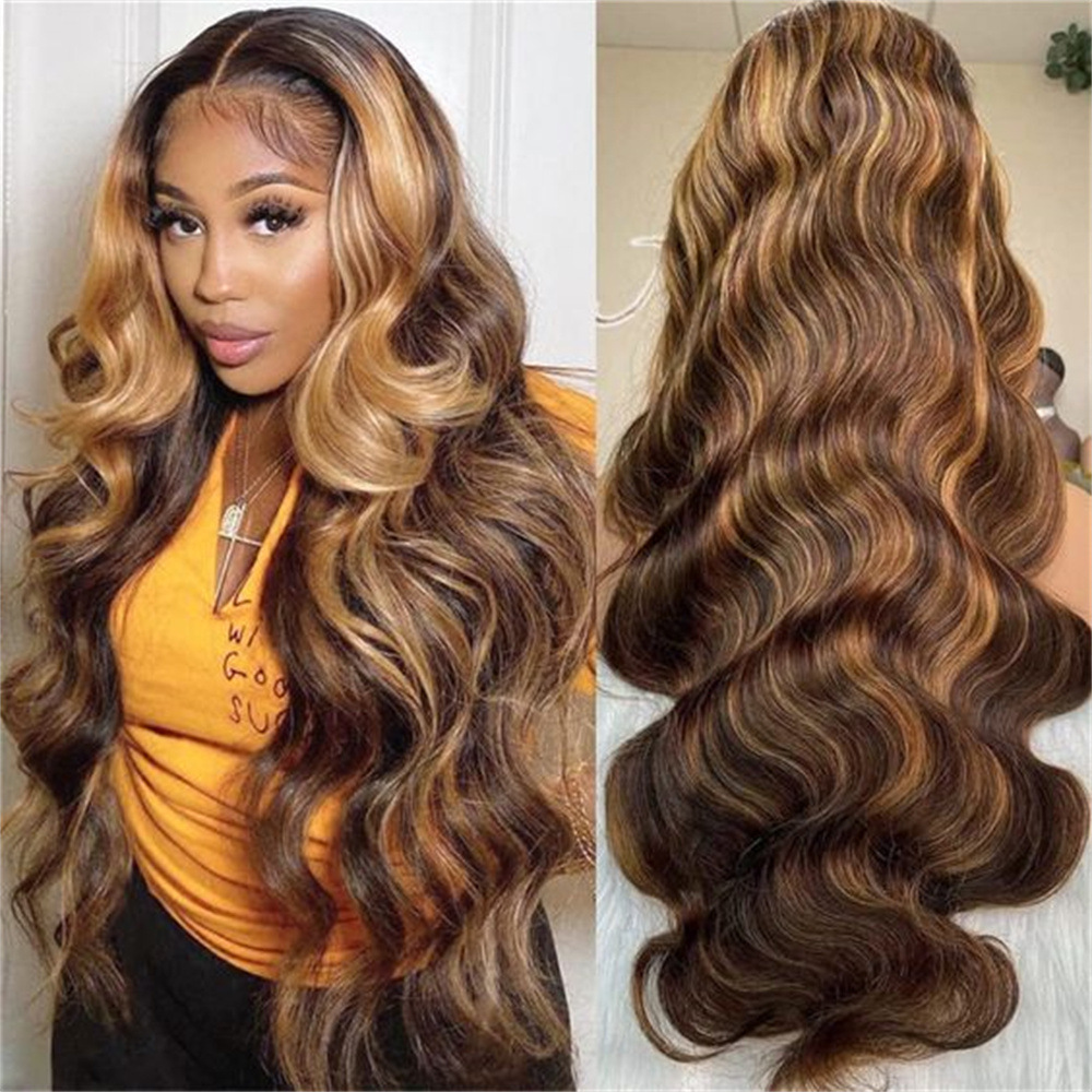 P4/27 13*4 Front Lace Piano Human hair Wigs