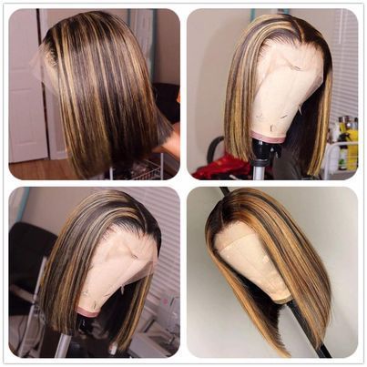 10A Grey13*4 Frontal Piano 100% Human Hair Bob Wig