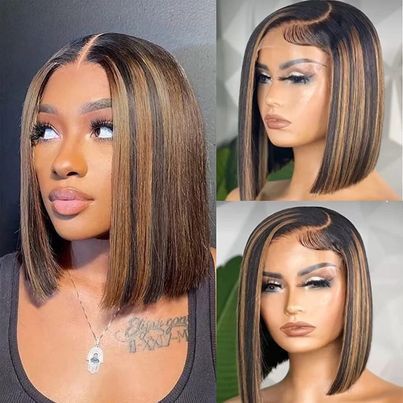 10A Grey13*4 Frontal Piano 100% Human Hair Bob Wig
