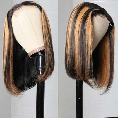 10A Grey13*4 Frontal Piano 100% Human Hair Bob Wig