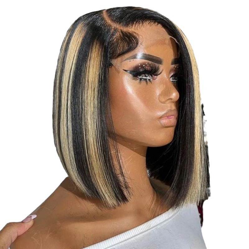 10A Grey13*4 Frontal Piano 100% Human Hair Bob Wig