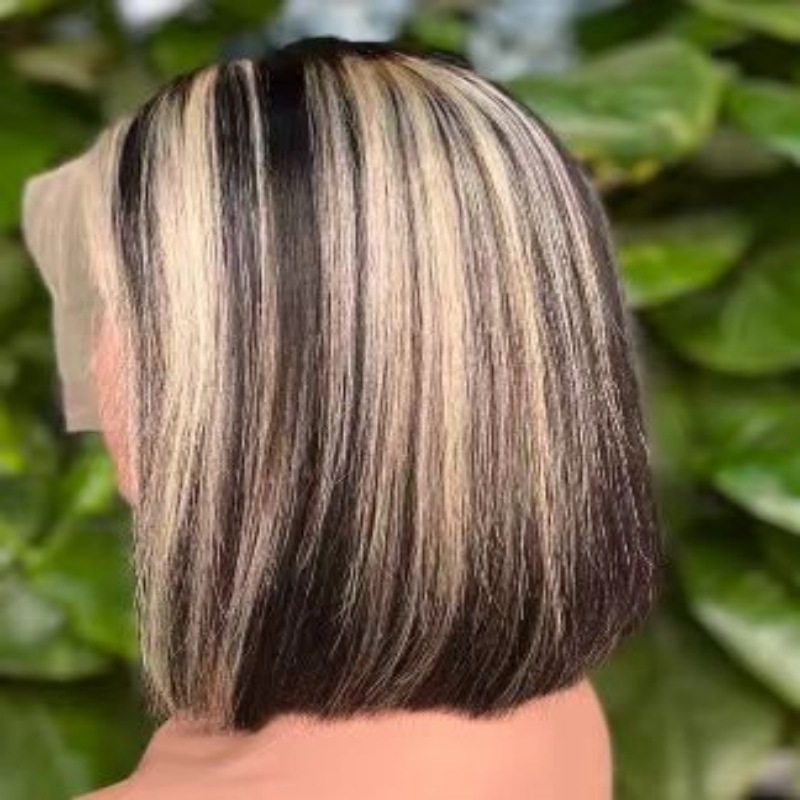 10A Grey13*4 Frontal Piano 100% Human Hair Bob Wig