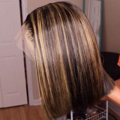10A Grey13*4 Frontal Piano 100% Human Hair Bob Wig