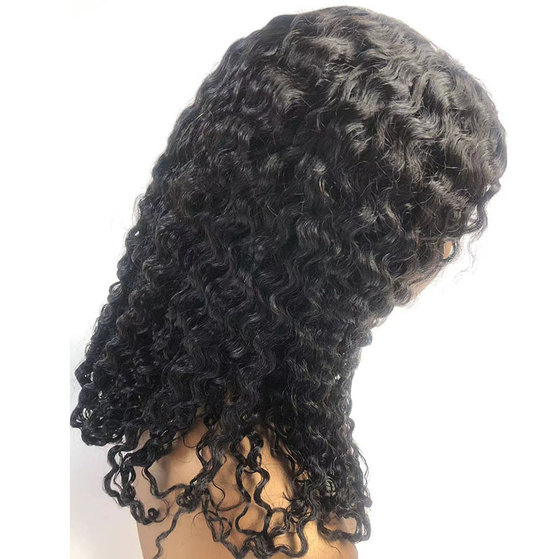 16 Inch 4x4 Lace Front 200% Density Glueless Pre-plucked  Wigs Kinky Curly Human Hair Wig